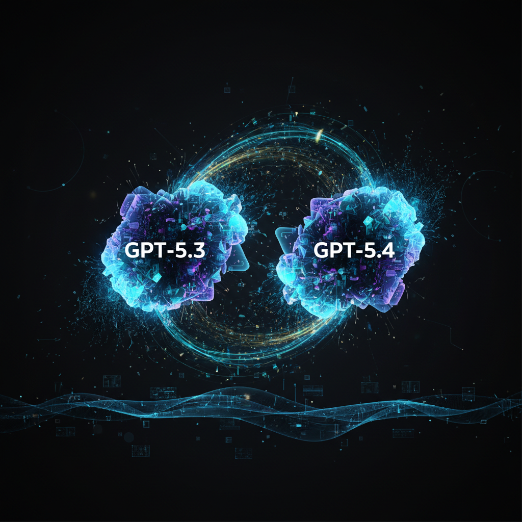 ChatGPT interface showcasing the model selection dropdown with GPT-5.3 Instant, GPT-5.4 Thinking, and GPT-5.4 Pro options