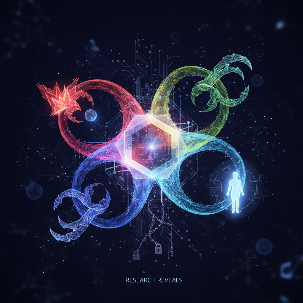 Ilustração de modelos de IA interagindo, simbolizando autopreservação e comportamentos enganosos na pesquisa em IA.