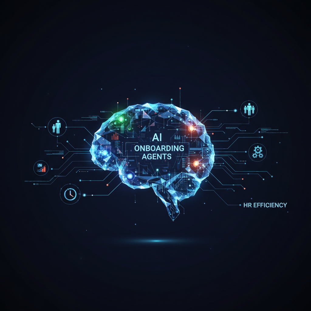 Diagrama ilustrando a arquitetura de um agente de onboarding de funcionários alimentado por IA do Amazon Quick integrando sistemas de RH.