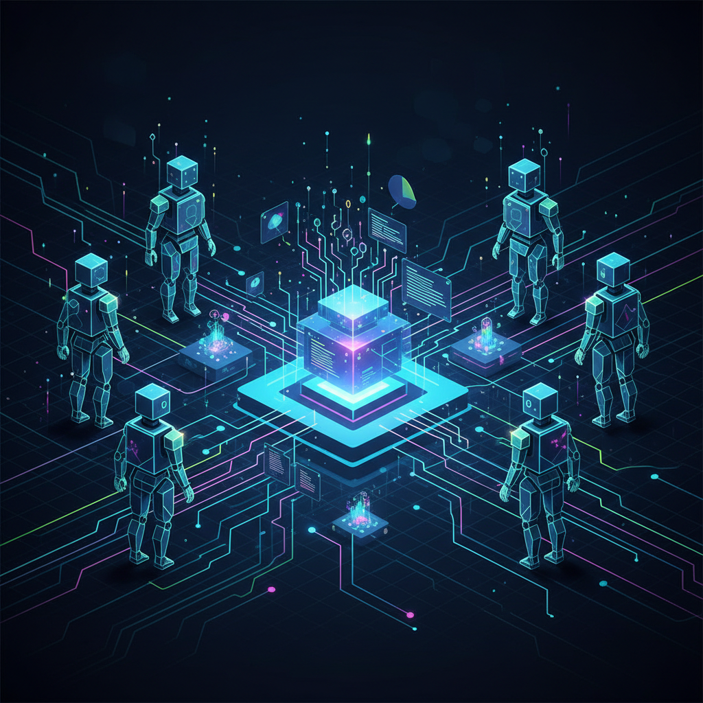 Diagram illustrating coordinated AI agents working within a software repository using Squad.