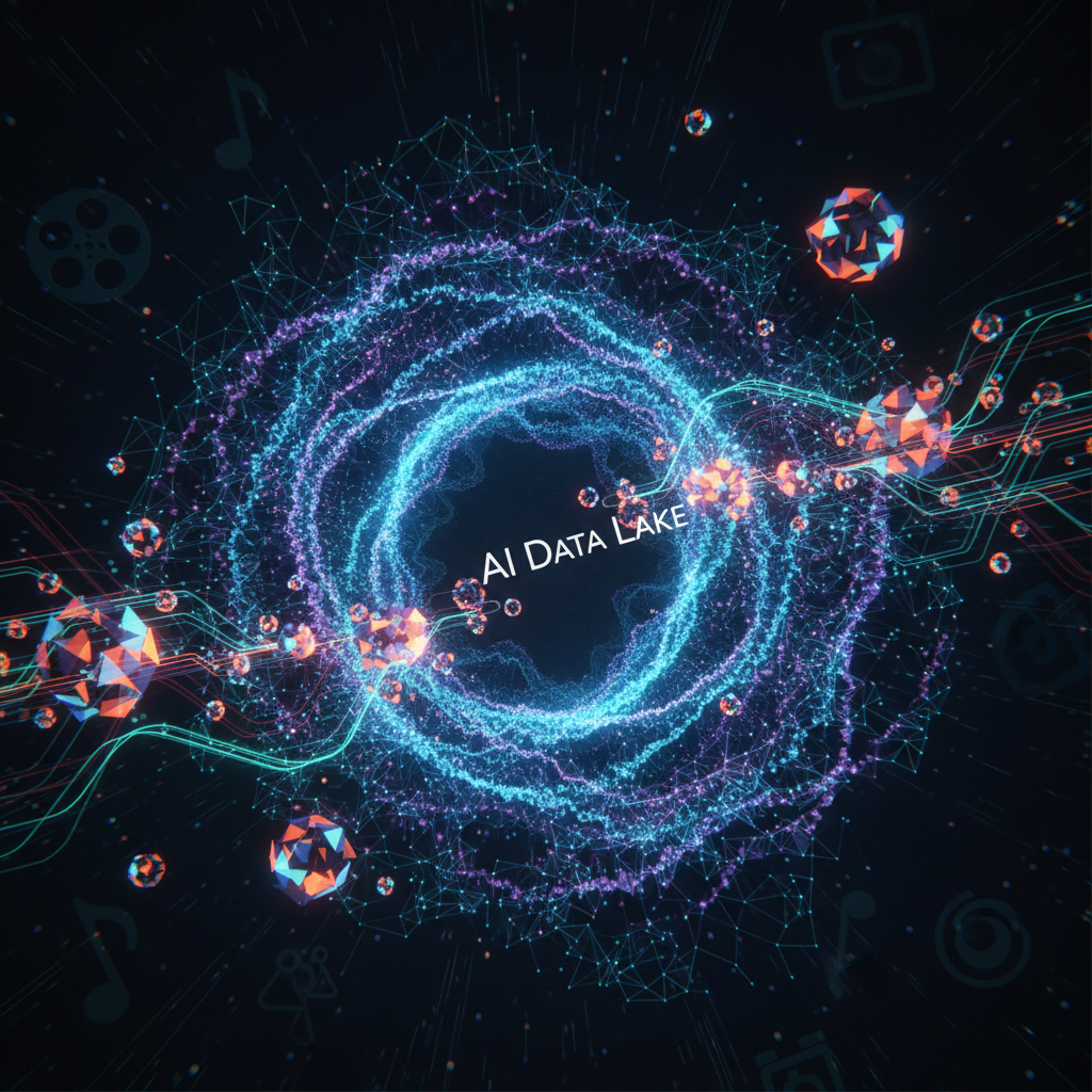 Diagram illustrating the architecture of an AWS multimodal embedding AI data lake for video search, showing data flow from S3 to OpenSearch via Nova and Bedrock.