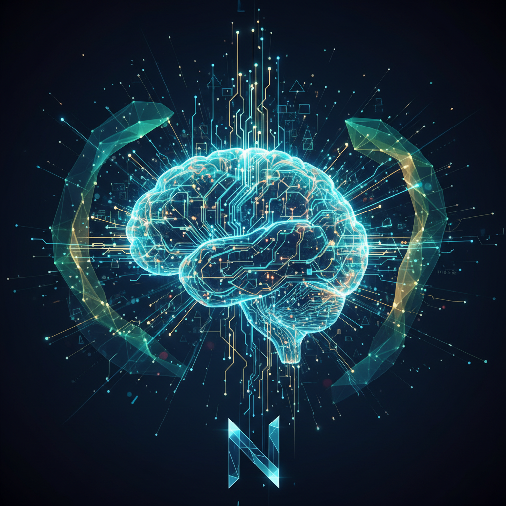 Logotipo da Nvidia sobre um fundo de código-fonte aberto, simbolizando seu investimento de US$ 26 bilhões em modelos de IA de código aberto.