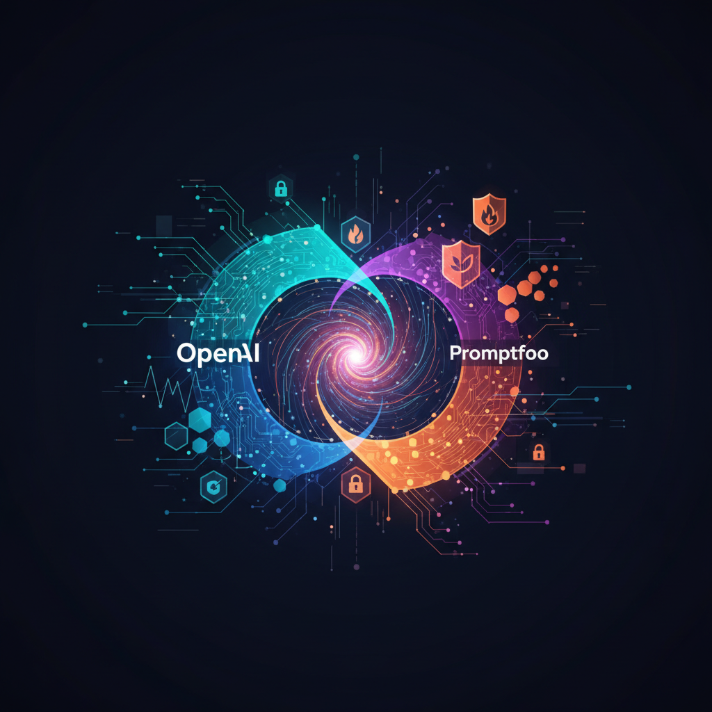 OpenAI and Promptfoo logos symbolizing their acquisition to enhance AI security and testing